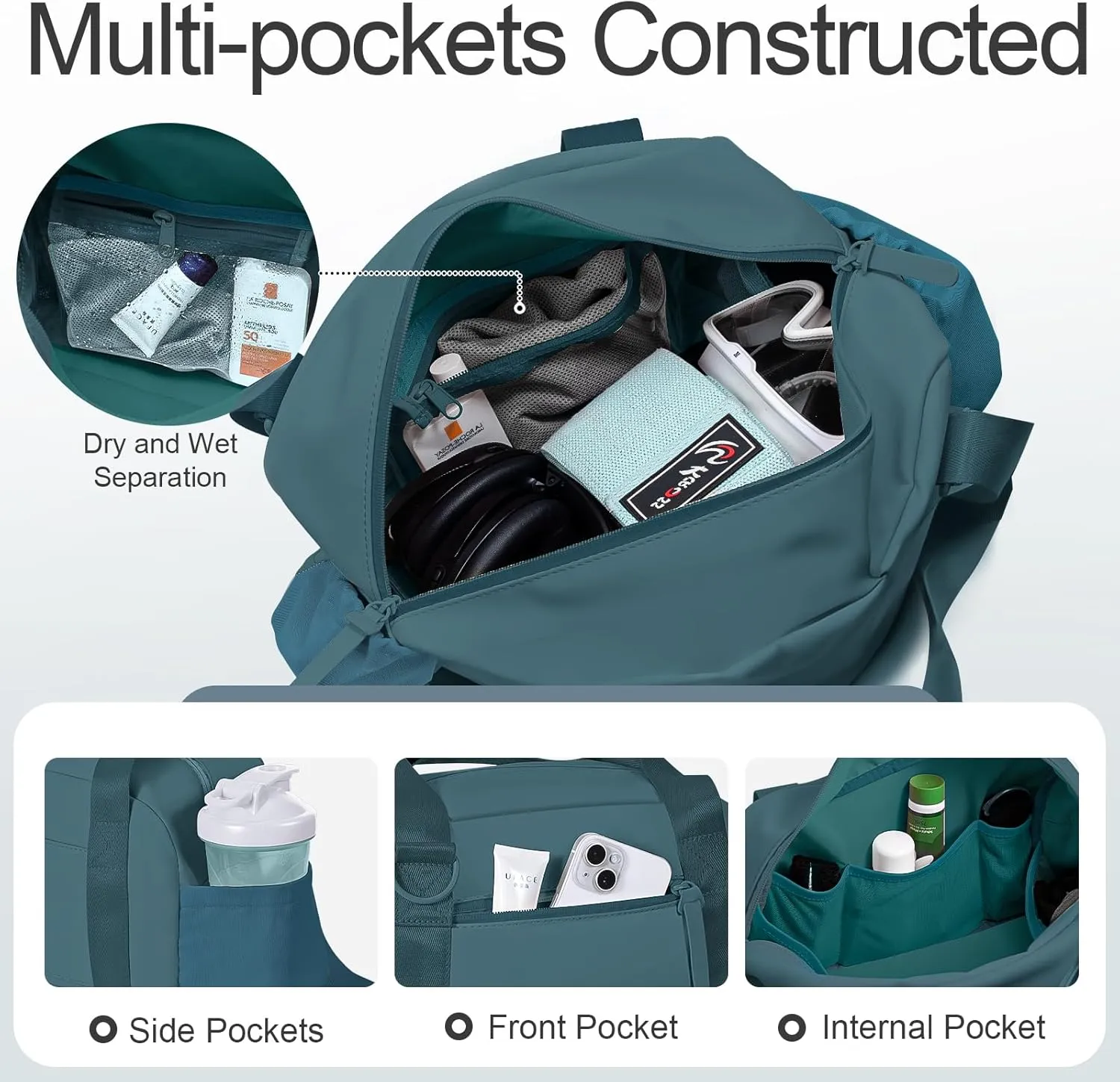 Small Gym Bag 14 inch for Women & Men Mini Gym Duffel Bag with Wet Compartment Waterproof Travel Duffle Bag for Sports Workout Dance