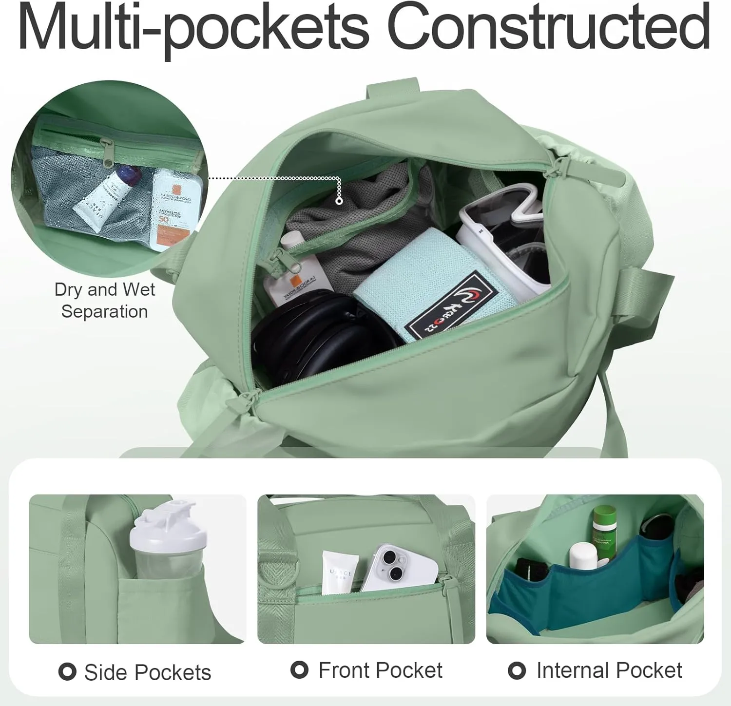 Small Gym Bag 14 inch for Women & Men Mini Gym Duffel Bag with Wet Compartment Waterproof Travel Duffle Bag for Sports Workout Dance