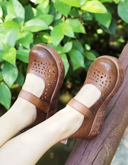 Summer Hollow Close Toe Wedge Sandals