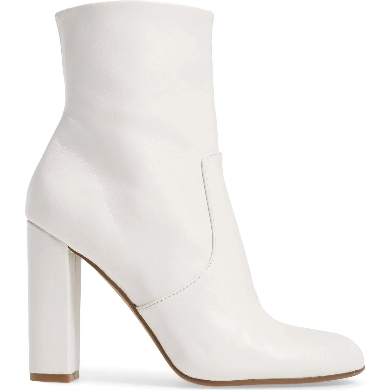 Toleet Women's Fashion White Chunky heel Boots Classical Zip Ankle Boots