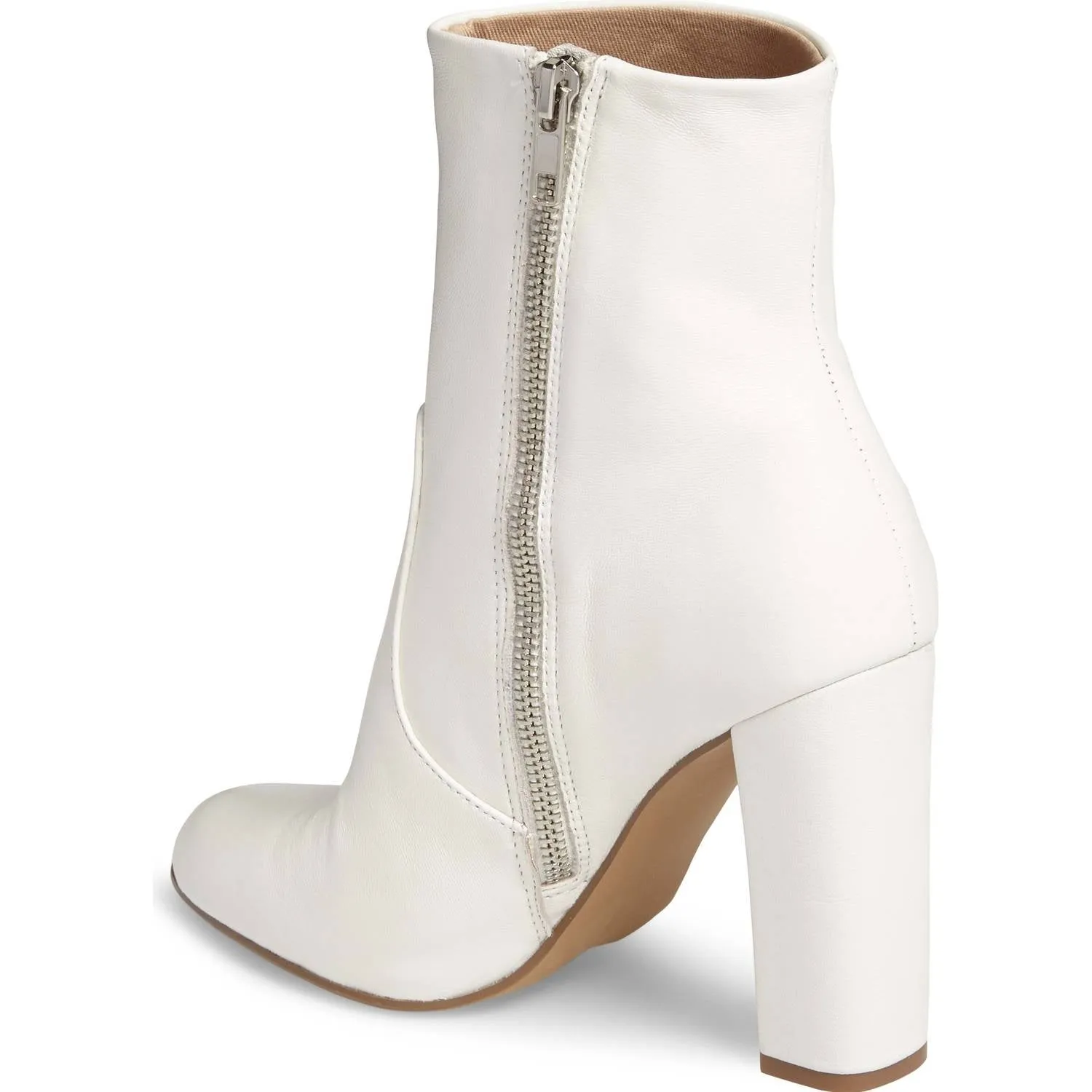 Toleet Women's Fashion White Chunky heel Boots Classical Zip Ankle Boots