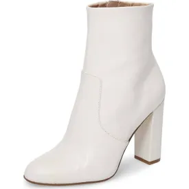 Toleet Women's Fashion White Chunky heel Boots Classical Zip Ankle Boots
