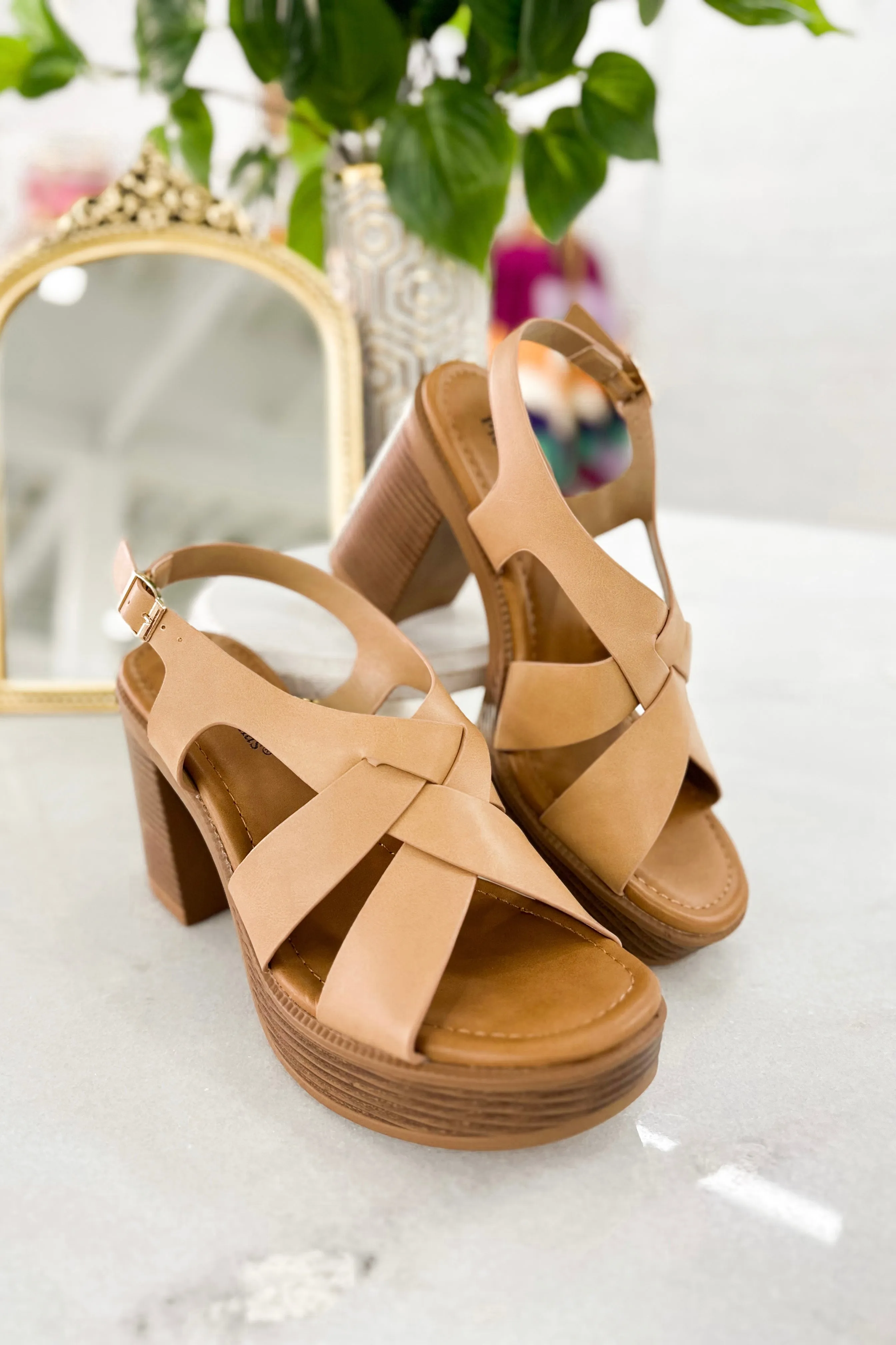 Vikki Nude Criss Cross Strap Wedge *Final Sale*