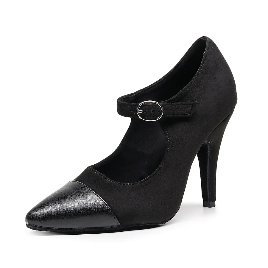 Women's 10cm Heel Velvet Dance Heels Ballroom Dance Shoes
