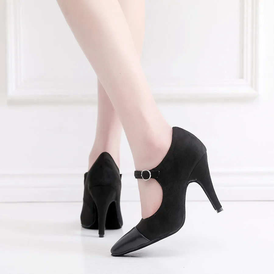 Women's 10cm Heel Velvet Dance Heels Ballroom Dance Shoes